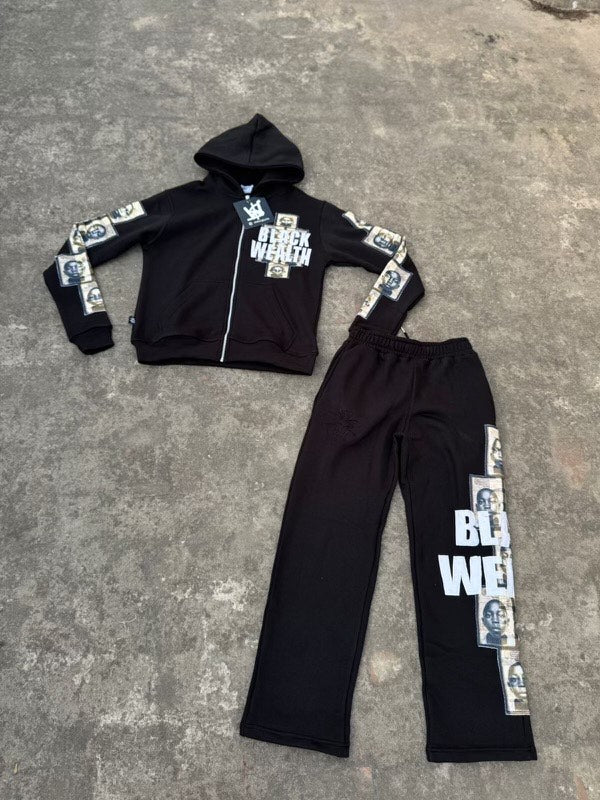 Black Wealth Zip-Up Set